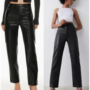 Aritzia Wilfred Black Faux Leather Melina Pants